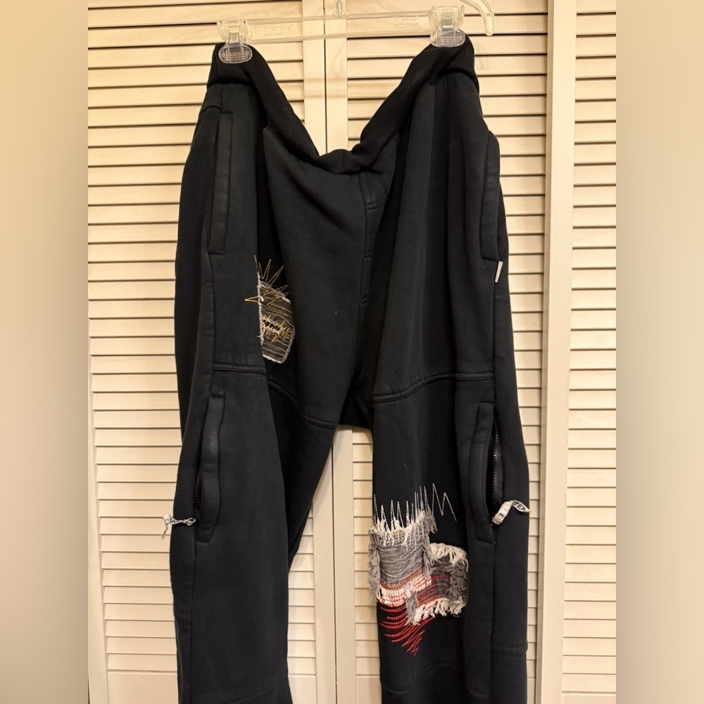 Rare Cybertek Vintage Y2K Black Sweatpants Cargo Patches Side Zipper Men’s XXL